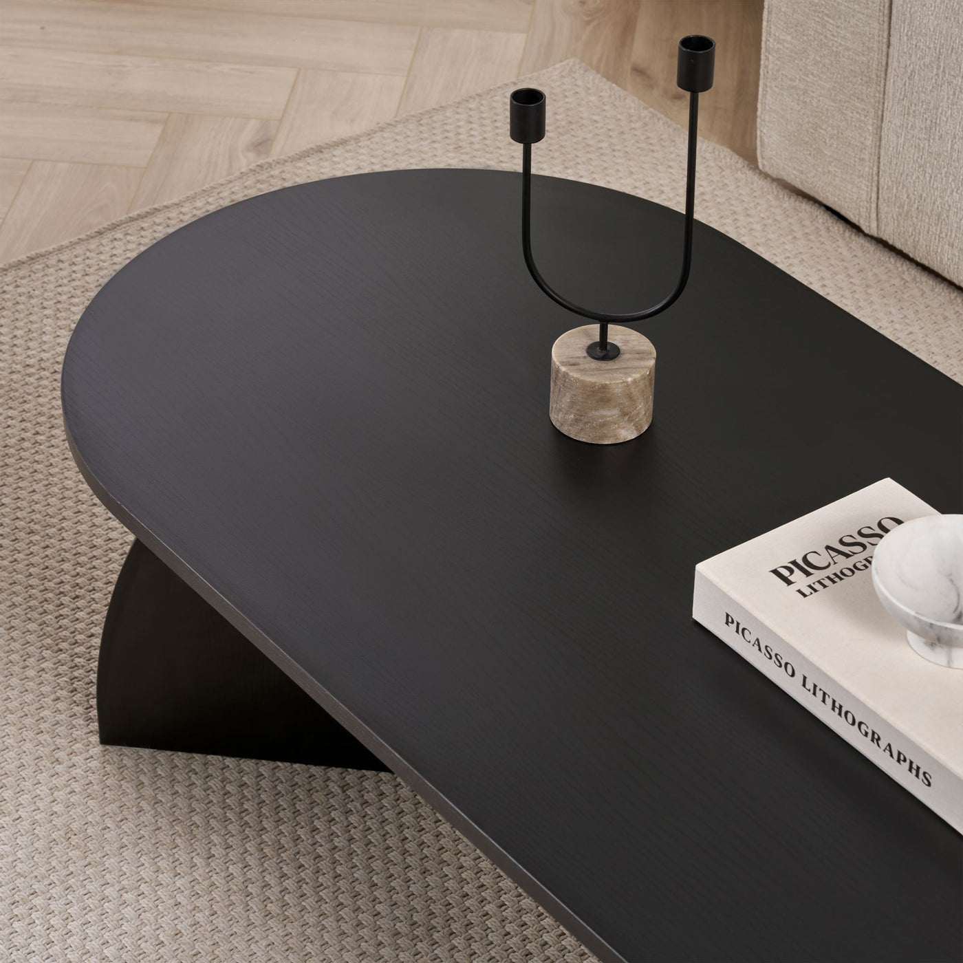 NAYALI Table basse ovale couleur bois noir 120 cm - Table basse - Mobilier Deco