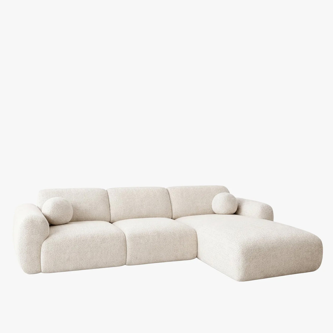 NAYLA Canapé d'angle en tissu beige - Angle droit - Canapés d'angle - Mobilier Deco