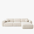 NAYLA Canapé d'angle en tissu beige - Angle droit