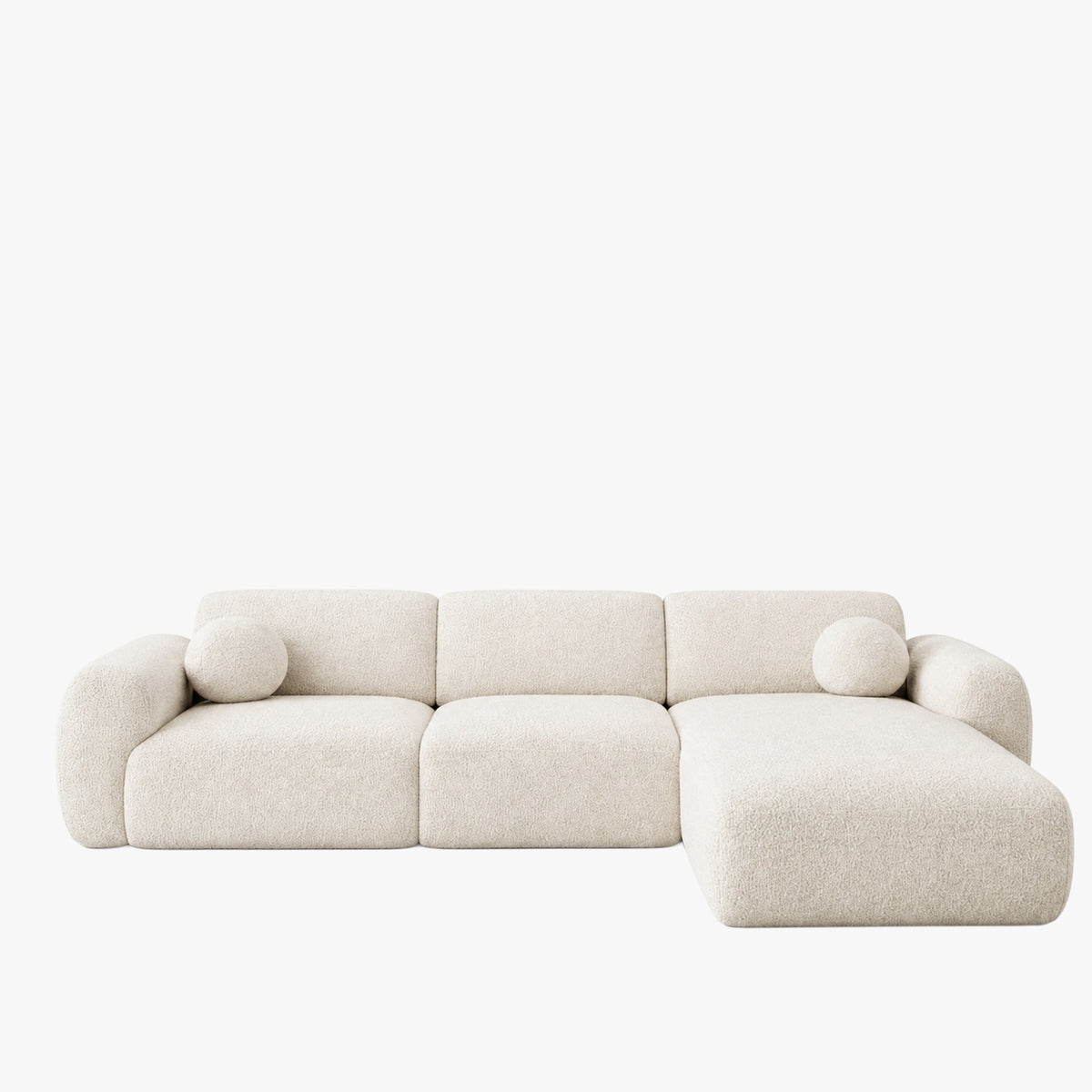 NAYLA Canapé d'angle en tissu beige - Angle droit - Canapés d'angle - Mobilier Deco