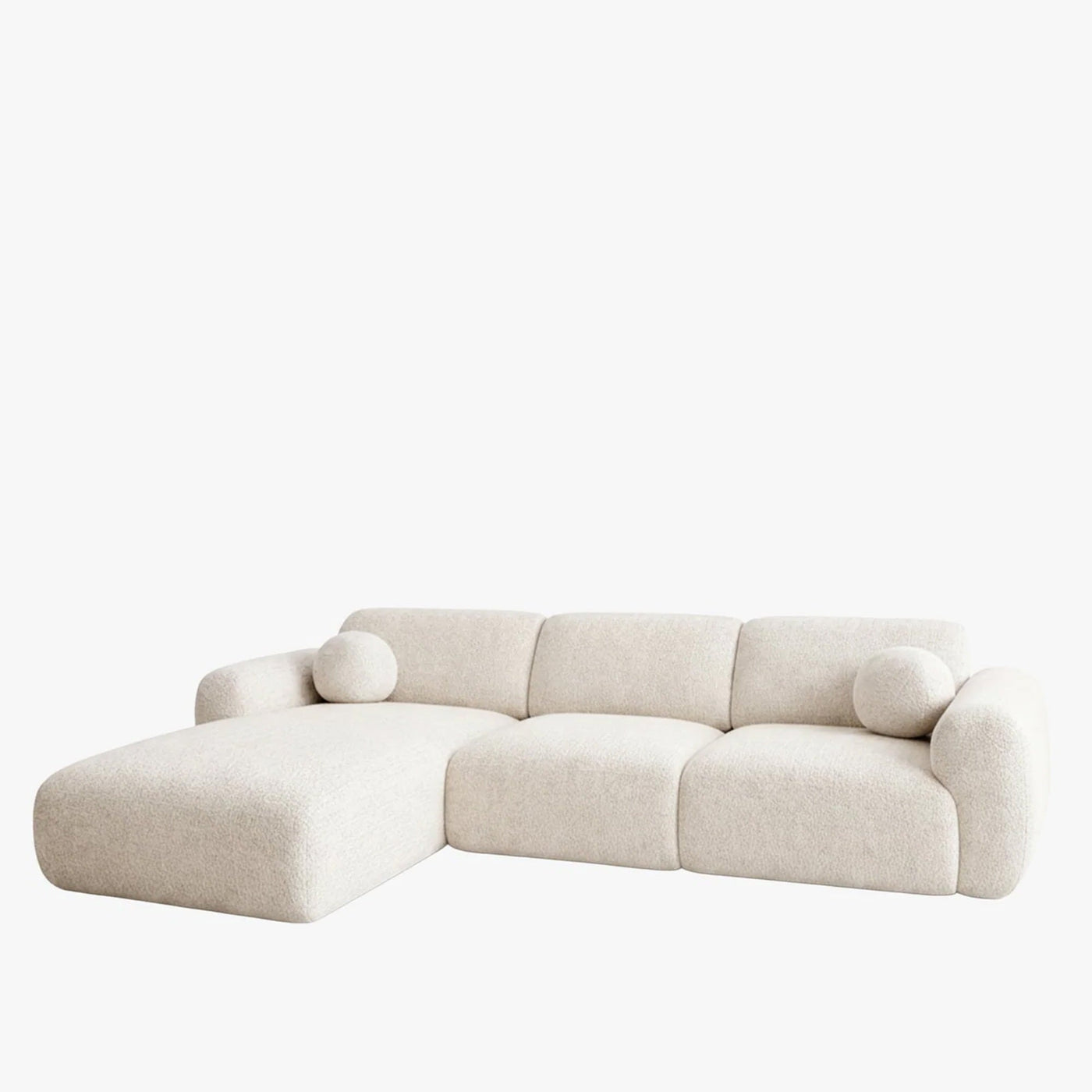 NAYLA Canapé d'angle en tissu beige - Angle gauche - Canapés d'angle - Mobilier Deco