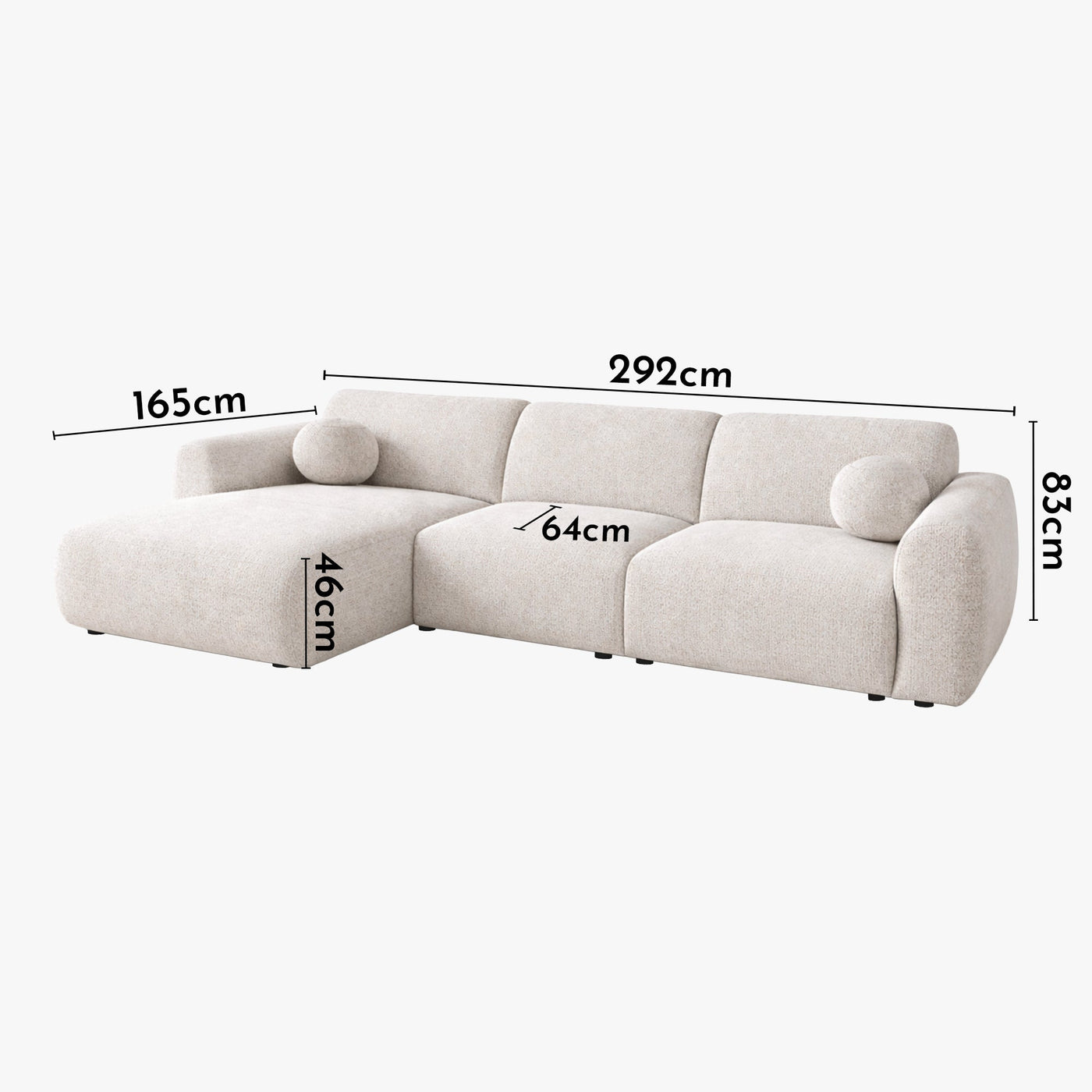 NAYLA Canapé d'angle en tissu beige - Angle gauche - Canapés d'angle - Mobilier Deco