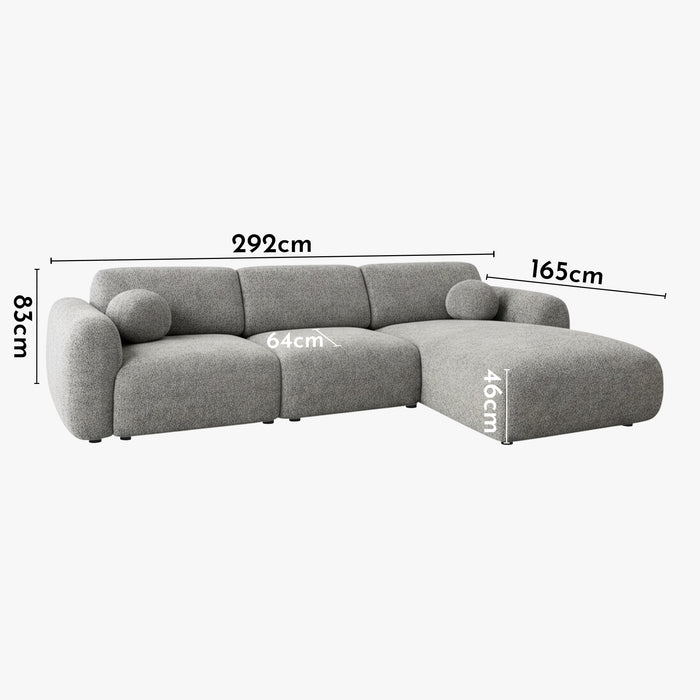 NAYLA Canapé d'angle en tissu gris  - Angle droit