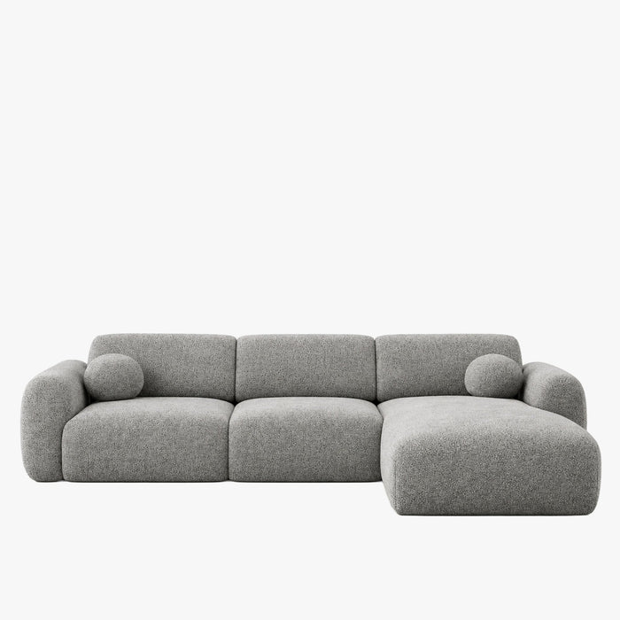 NAYLA Canapé d'angle en tissu gris  - Angle droit