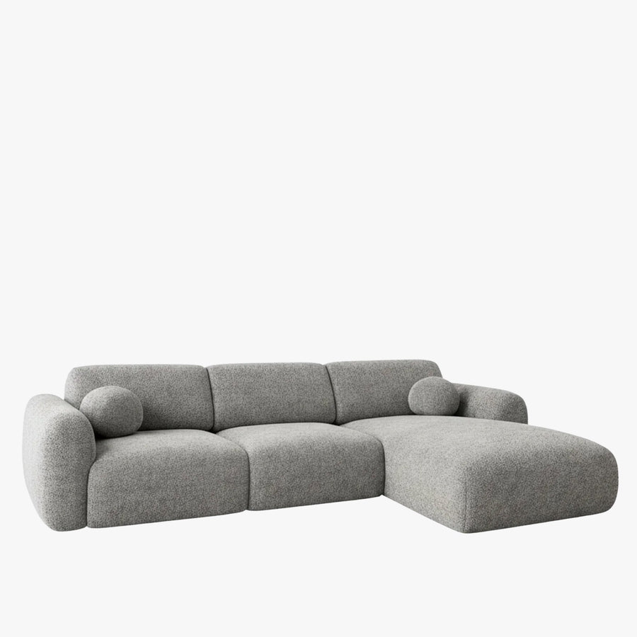 NAYLA Canapé d'angle en tissu gris  - Angle droit — aperçu vidéo