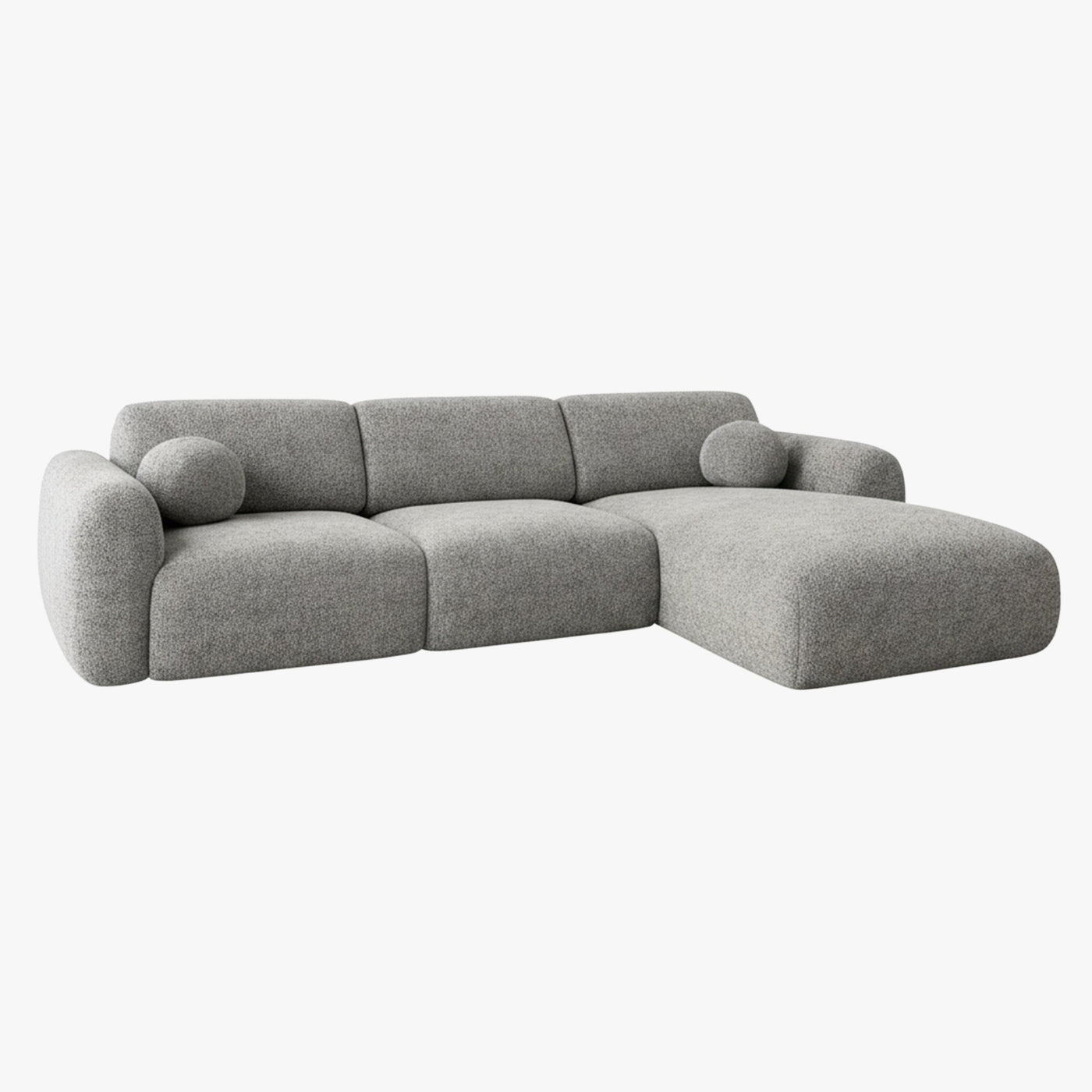 NAYLA Canapé d'angle en tissu gris  - Angle droit - Canapés d'angle - Mobilier Deco