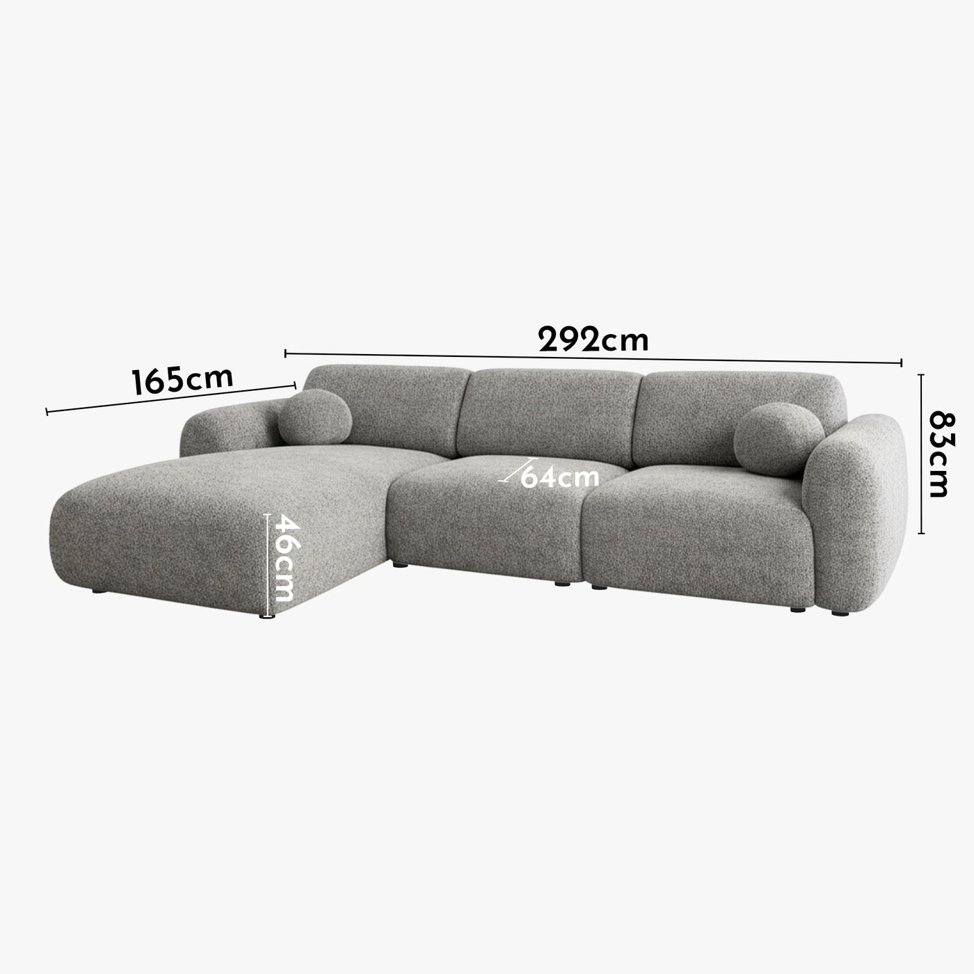 NAYLA Canapé d'angle en tissu gris - Angle gauche - Canapés d'angle - Mobilier Deco