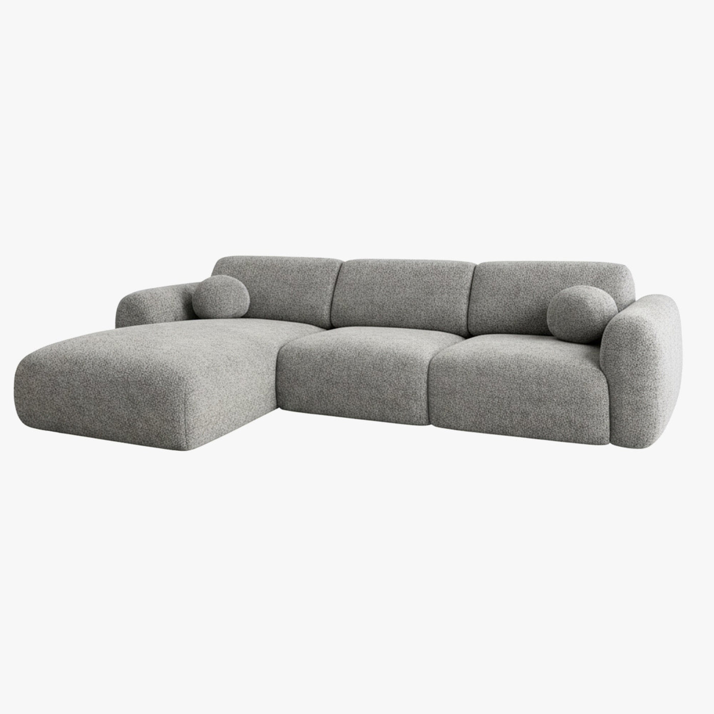 NAYLA Canapé d'angle en tissu gris - Angle gauche - Canapés d'angle - Mobilier Deco