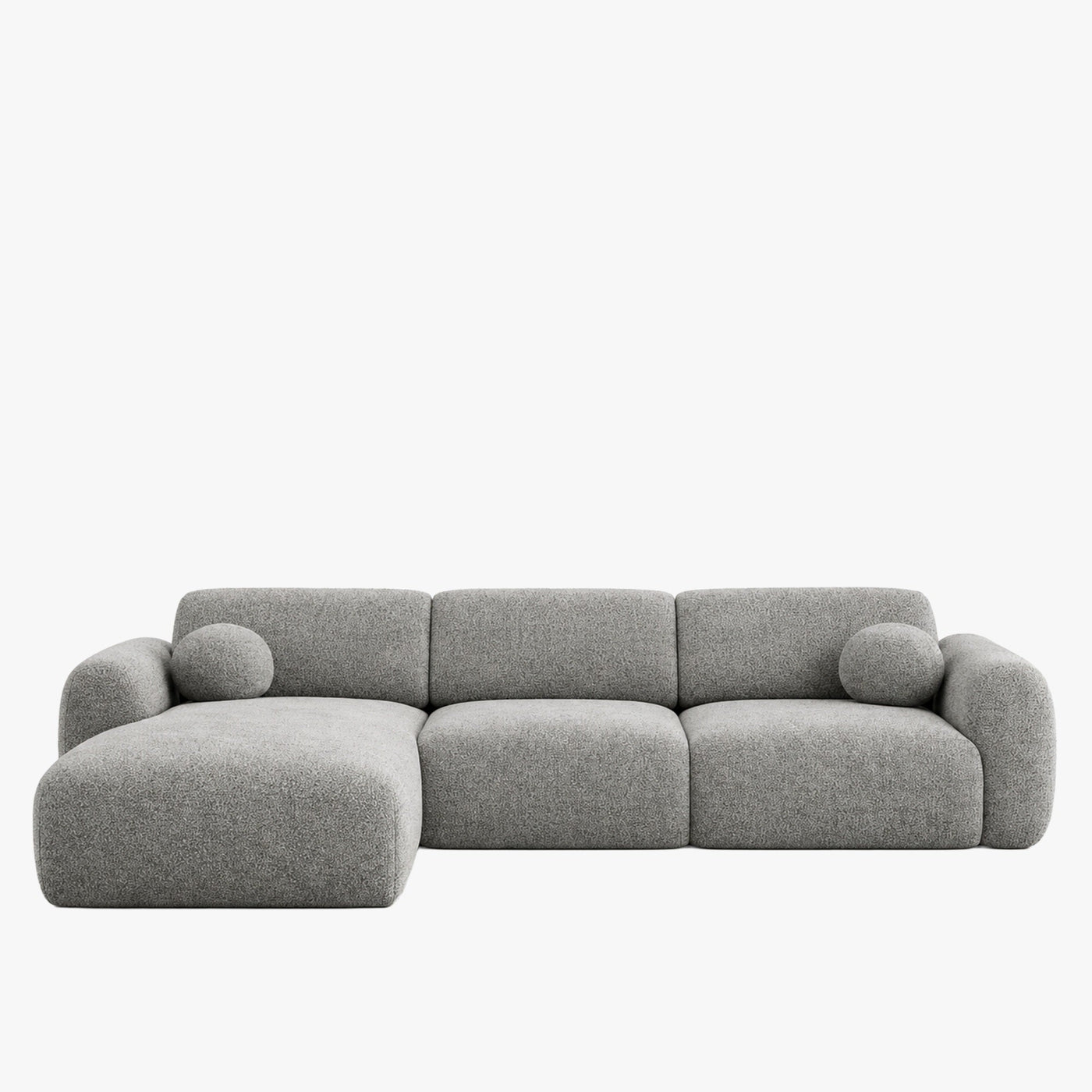 NAYLA Canapé d'angle en tissu gris - Angle gauche - Canapés d'angle - Mobilier Deco
