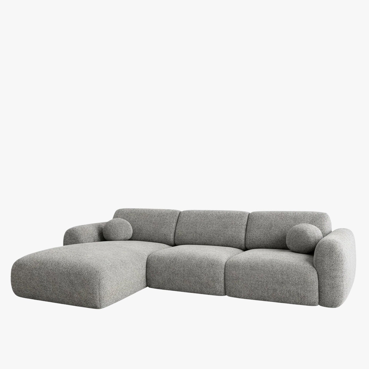 NAYLA Canapé d'angle en tissu gris - Angle gauche - Canapés d'angle - Mobilier Deco