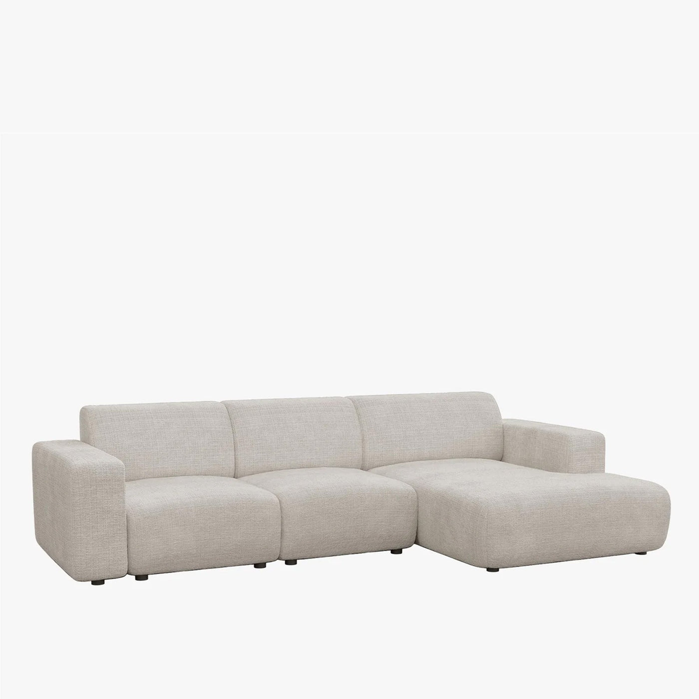 NAYVA Canapé d'angle en tissu beige - Angle droit - Canapés d'angle - Mobilier Deco