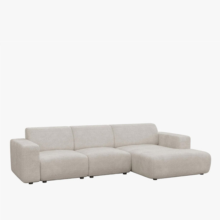 NAYVA Canapé d'angle en tissu beige - Angle droit