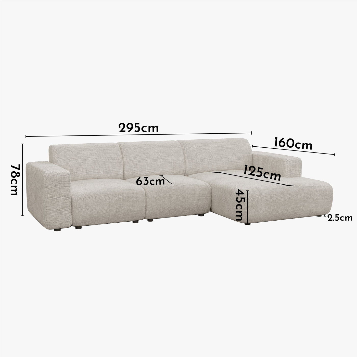 NAYVA Canapé d'angle en tissu beige - Angle droit - Canapés d'angle - Mobilier Deco
