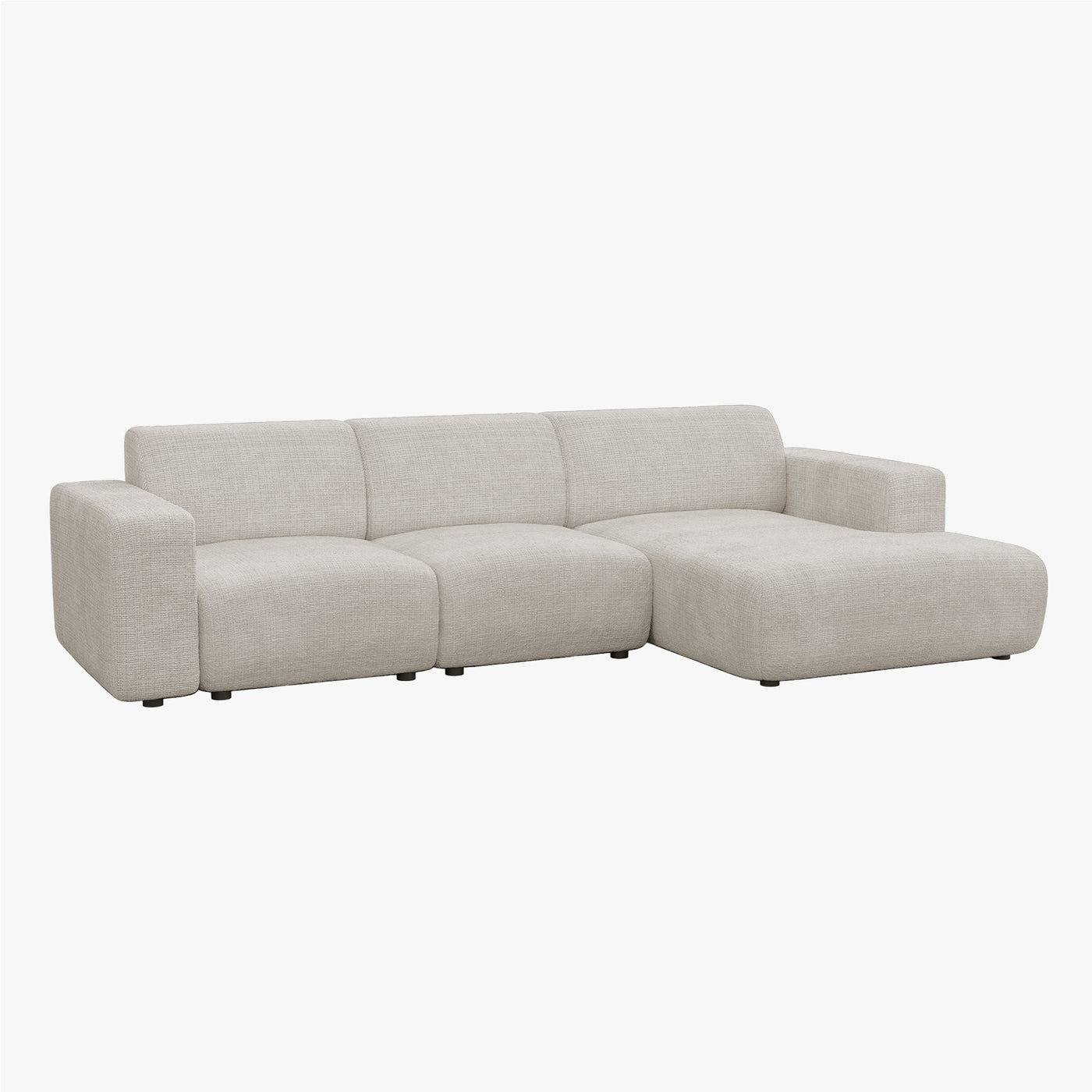 NAYVA Canapé d'angle en tissu beige - Angle droit - Canapés d'angle - Mobilier Deco