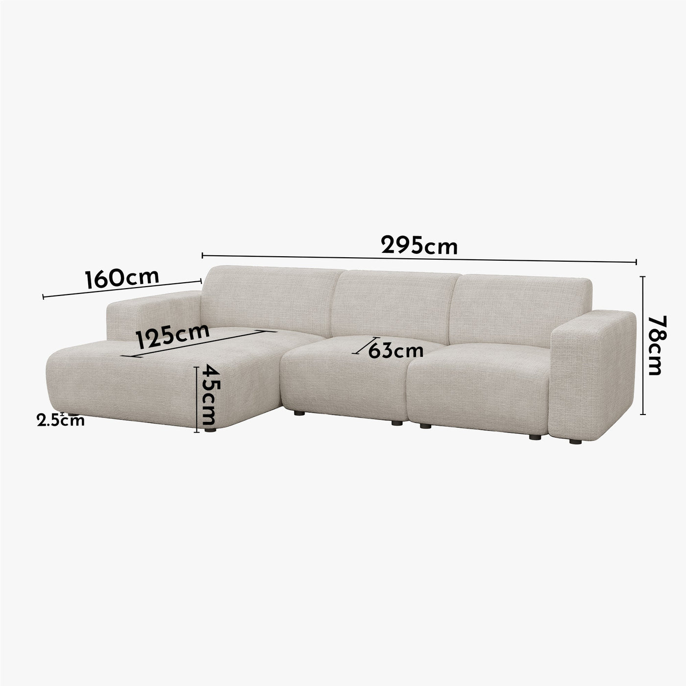 NAYVA Canapé d'angle en tissu beige - Angle gauche - Canapés d'angle - Mobilier Deco