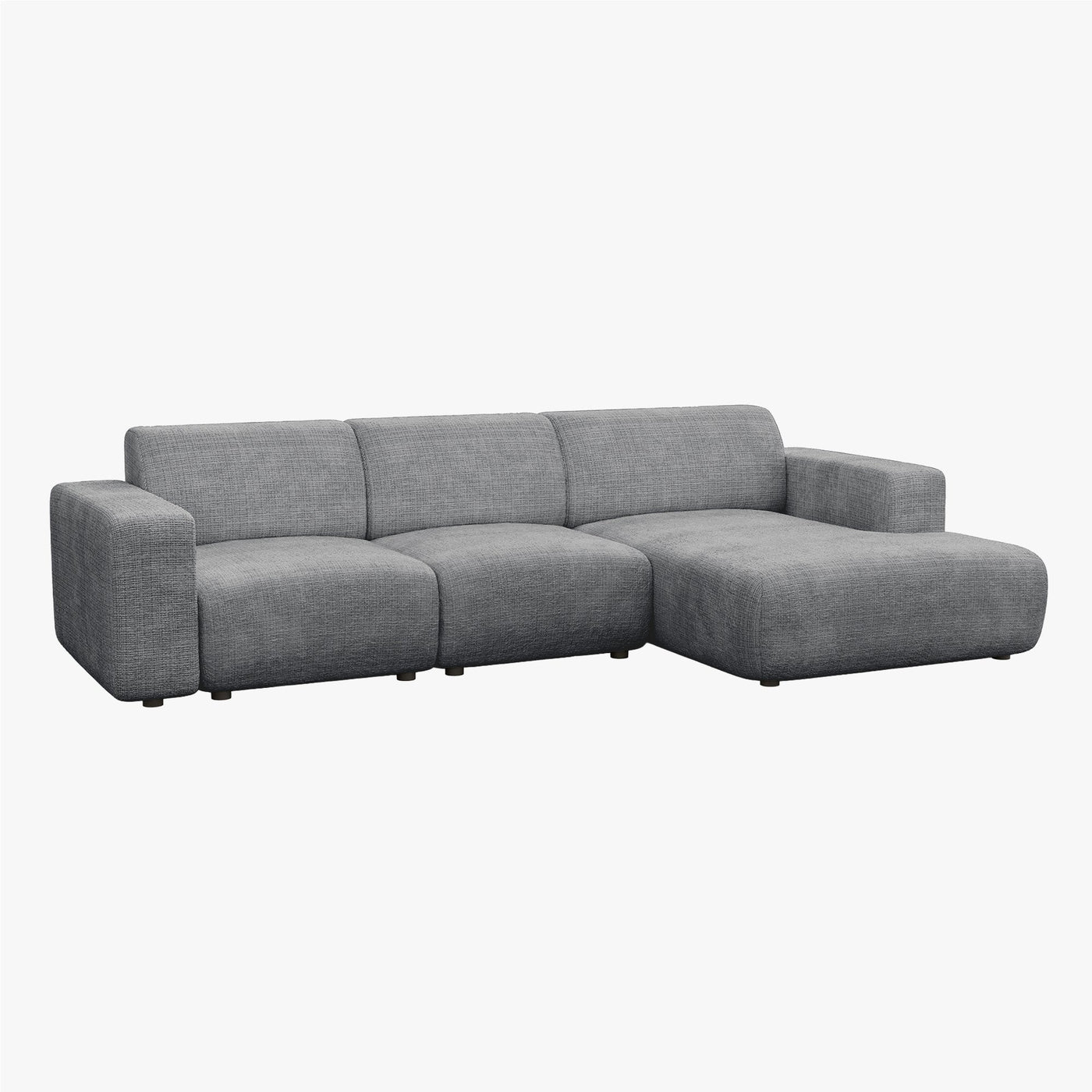 NAYVA Canapé d'angle en tissu gris - Angle droit - Canapés d'angle - Mobilier Deco
