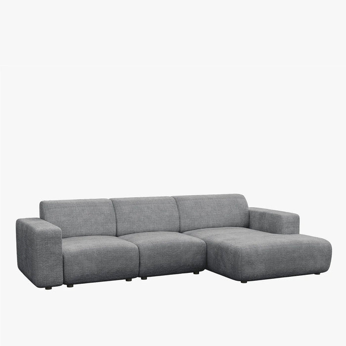 NAYVA Canapé d'angle en tissu gris - Angle droit
