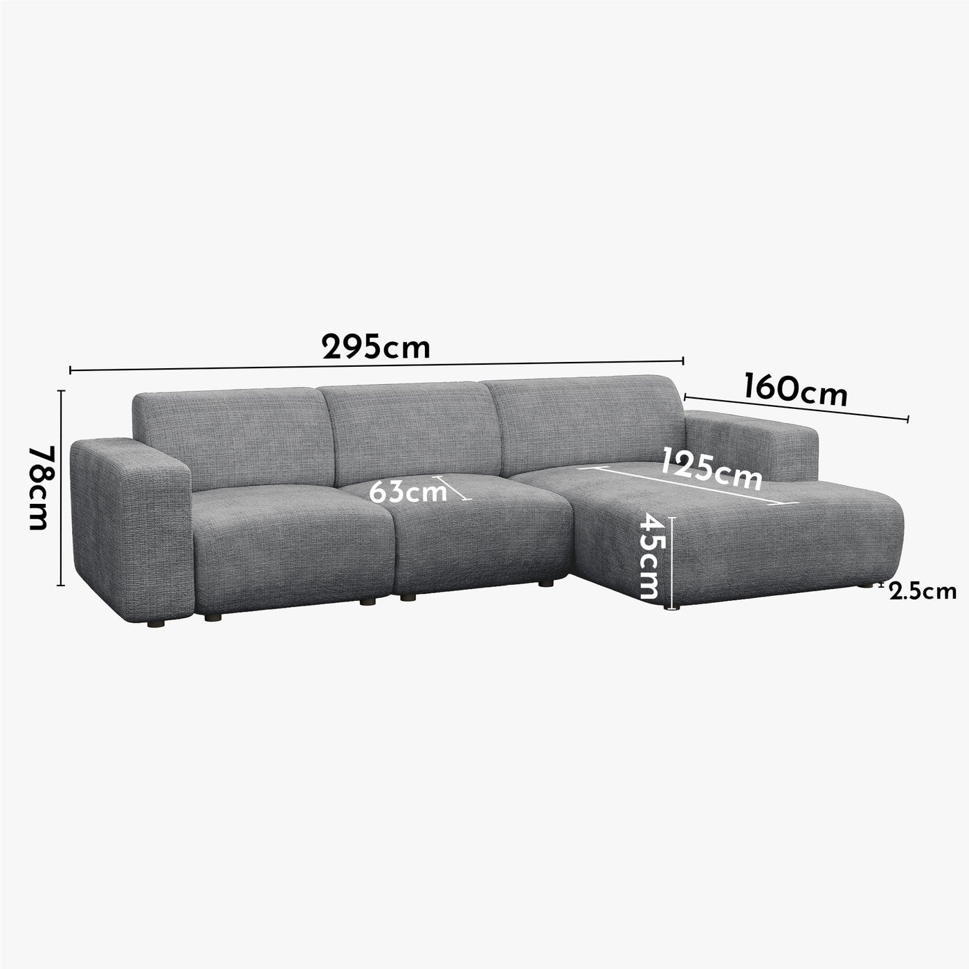 NAYVA Canapé d'angle en tissu gris - Angle droit - Canapés d'angle - Mobilier Deco