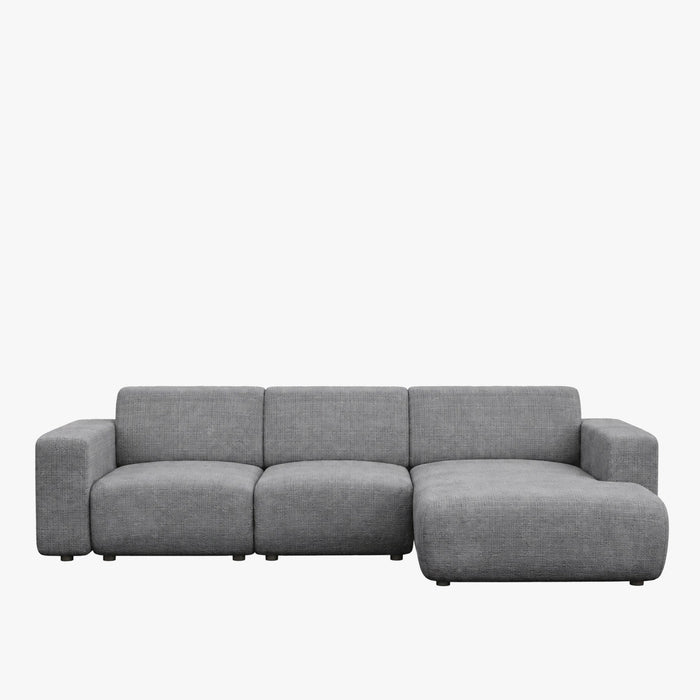 NAYVA Canapé d'angle en tissu gris - Angle droit