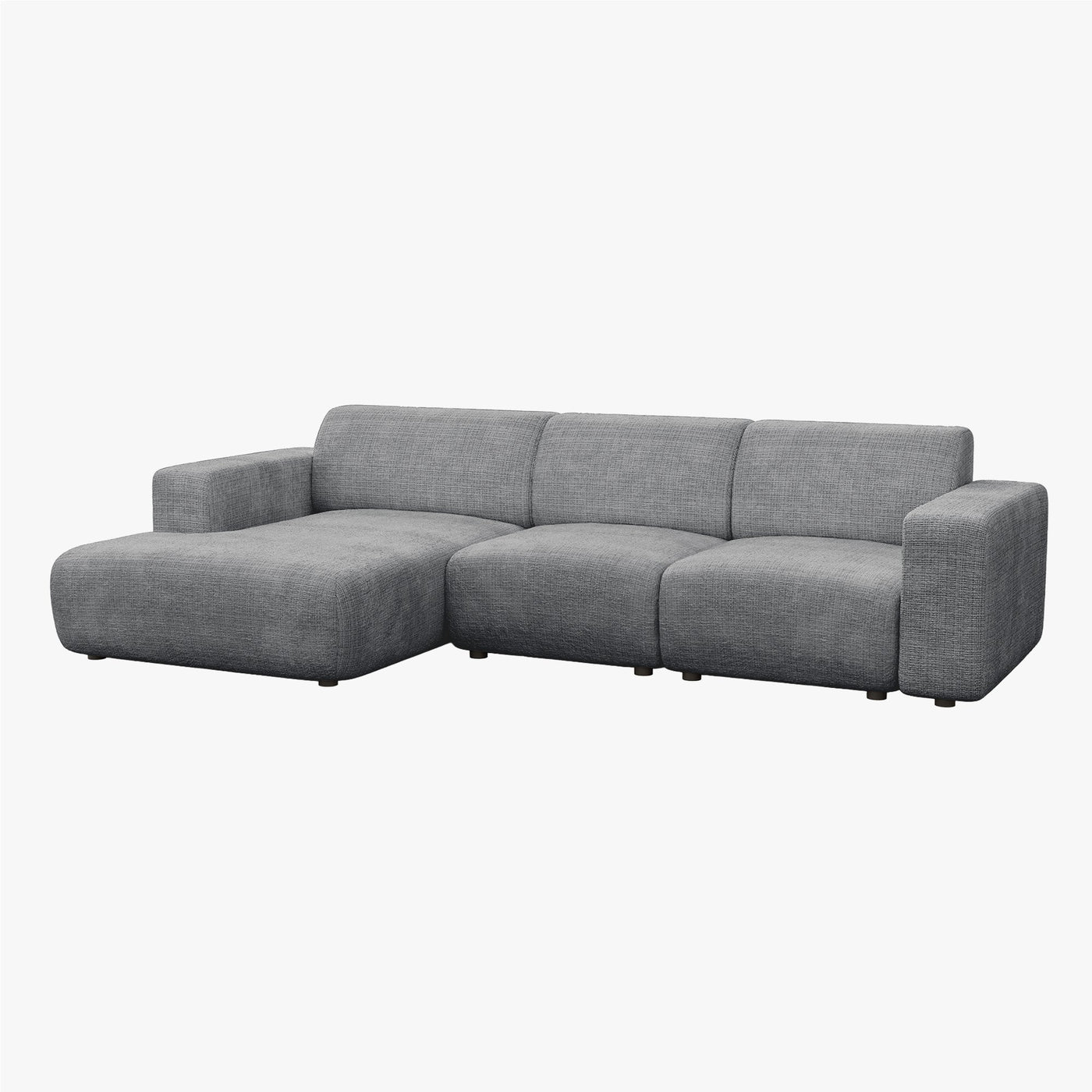 NAYVA Canapé d'angle en tissu gris - Angle gauche - Canapés d'angle - Mobilier Deco