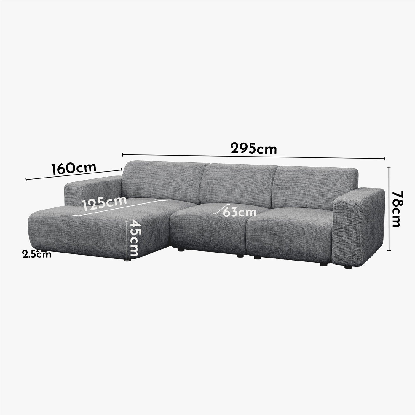 NAYVA Canapé d'angle en tissu gris - Angle gauche - Canapés d'angle - Mobilier Deco