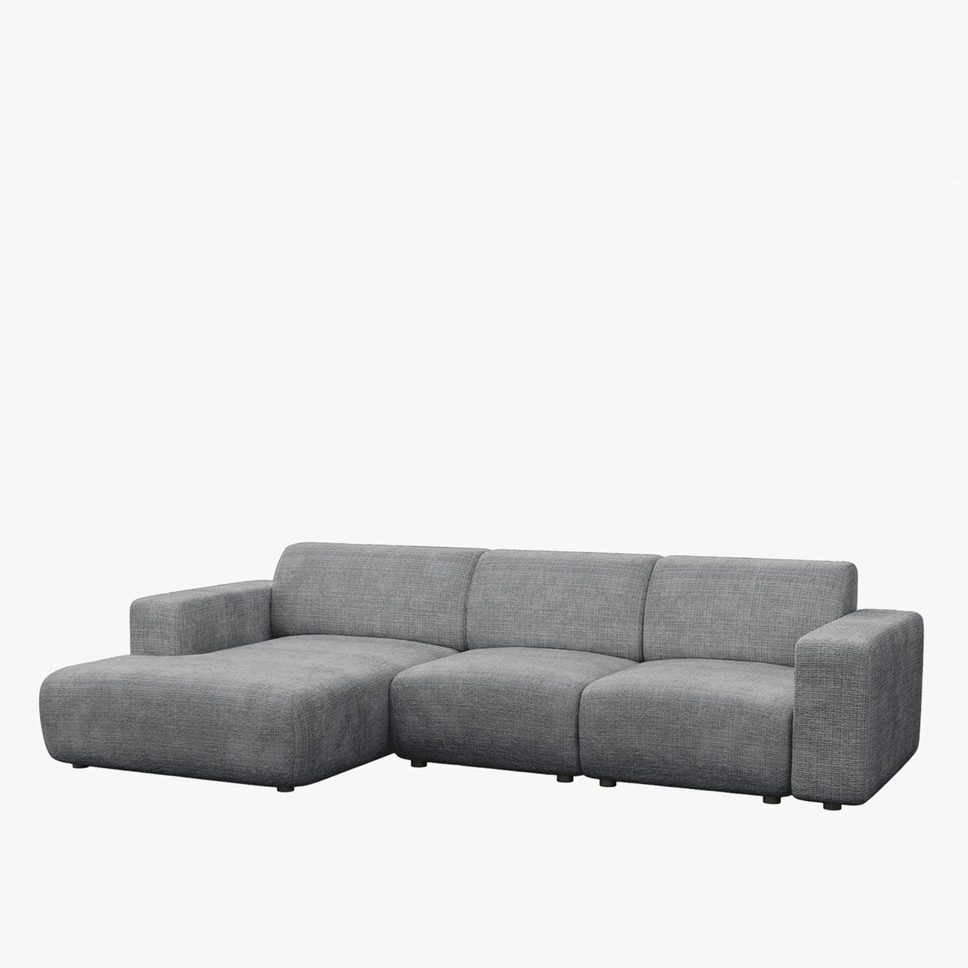 NAYVA Canapé d'angle en tissu gris - Angle gauche - Canapés d'angle - Mobilier Deco