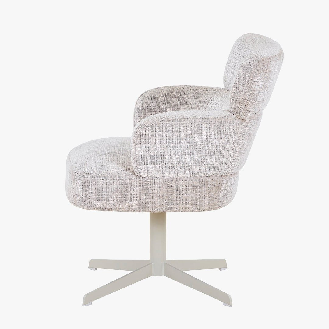 NEJYA Fauteuil en tissu beige pieds en métal gris - Chaise de repas - Mobilier Deco