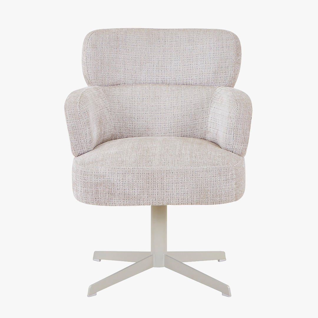 NEJYA Fauteuil en tissu beige pieds en métal gris - Chaise de repas - Mobilier Deco
