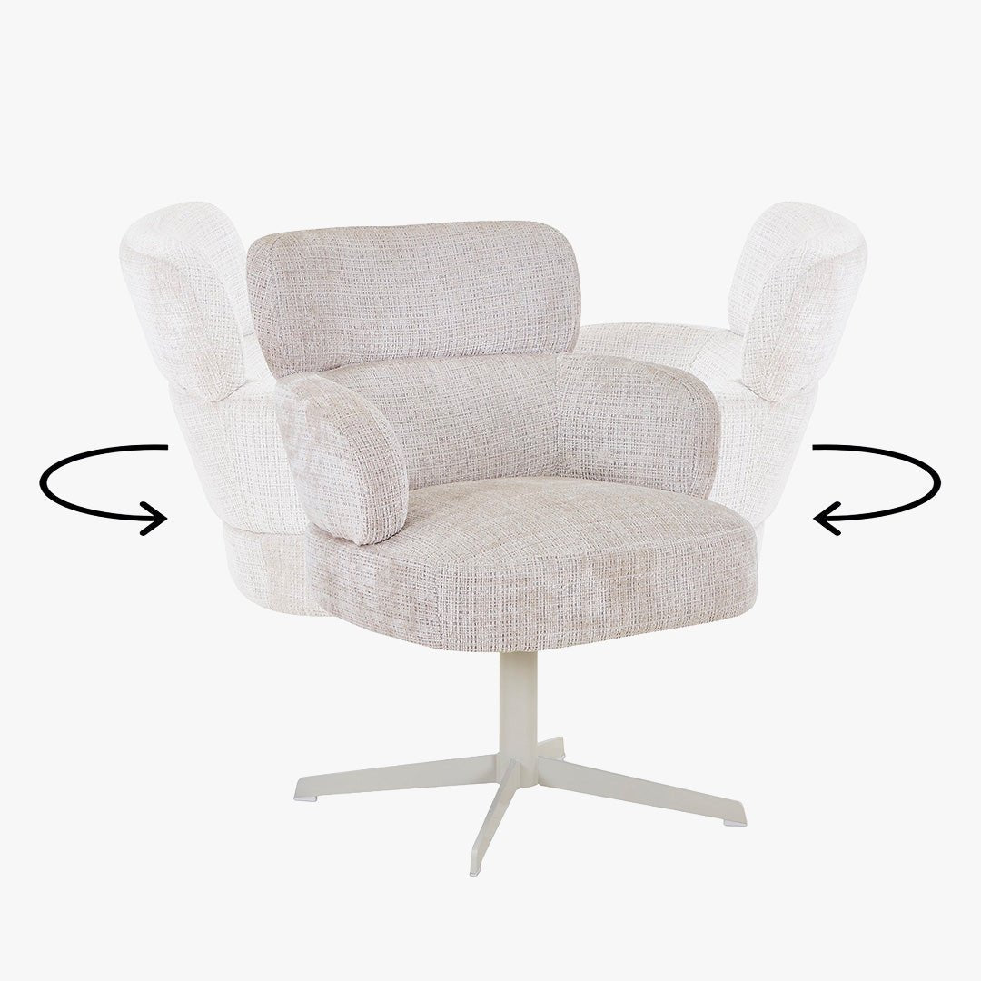NEJYA Fauteuil en tissu beige pieds en métal gris - Chaise de repas - Mobilier Deco