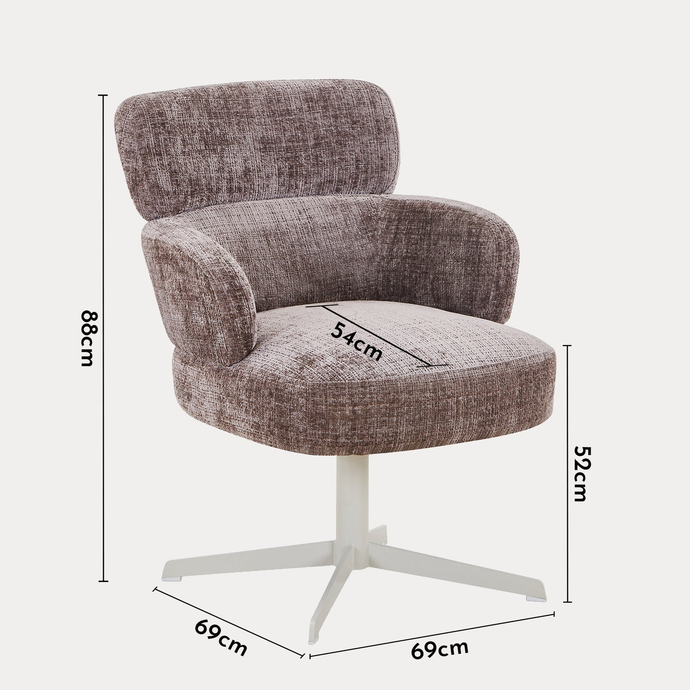 NEJYA Fauteuil en tissu taupe pieds en métal gris - Chaise de repas - Mobilier Deco