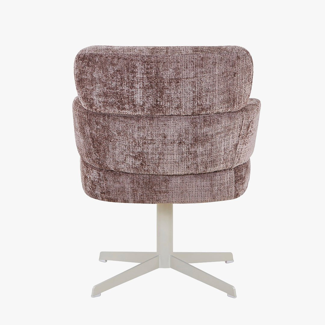 NEJYA Fauteuil en tissu taupe pieds en métal gris - Chaise de repas - Mobilier Deco