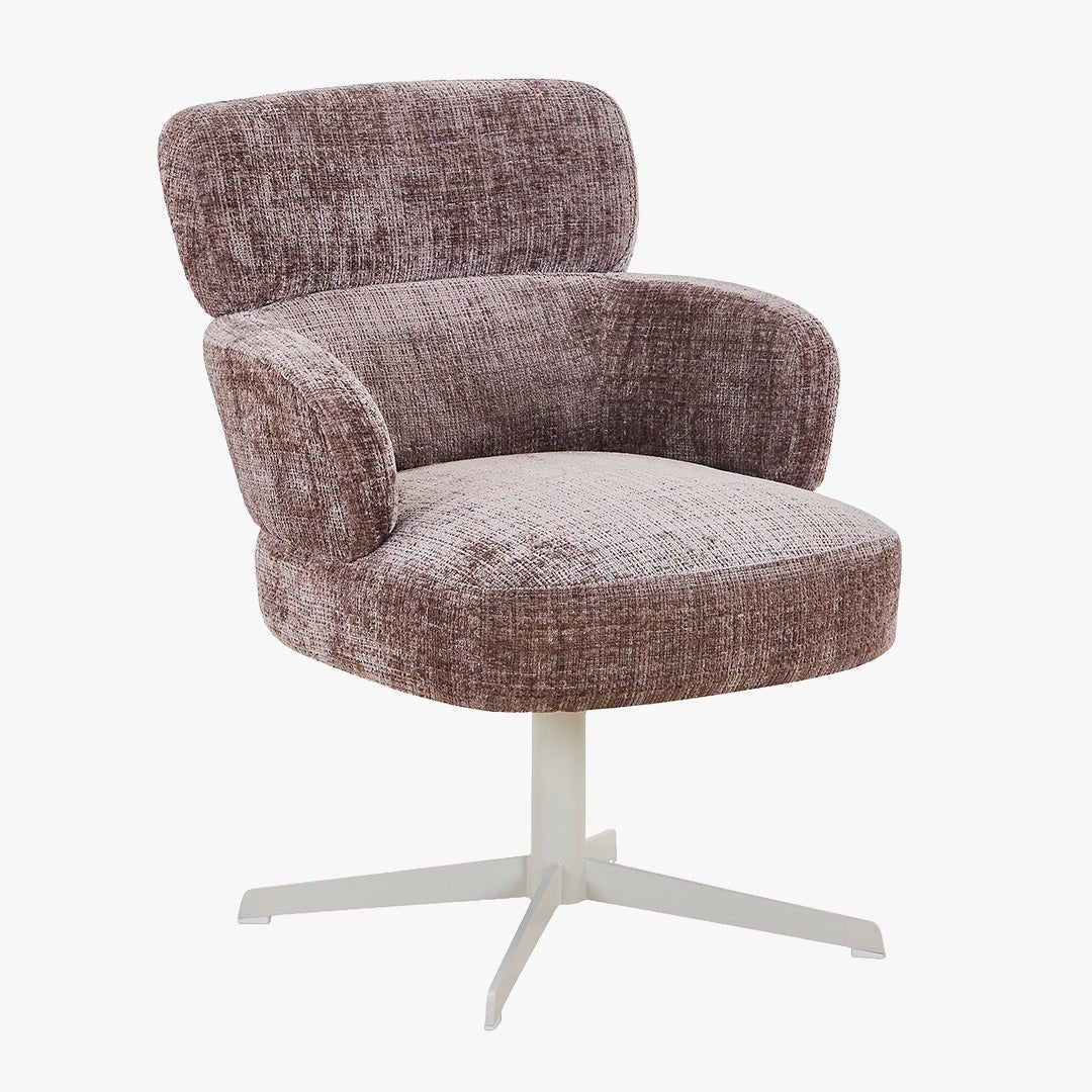 NEJYA Fauteuil en tissu taupe pieds en métal gris - Chaise de repas - Mobilier Deco