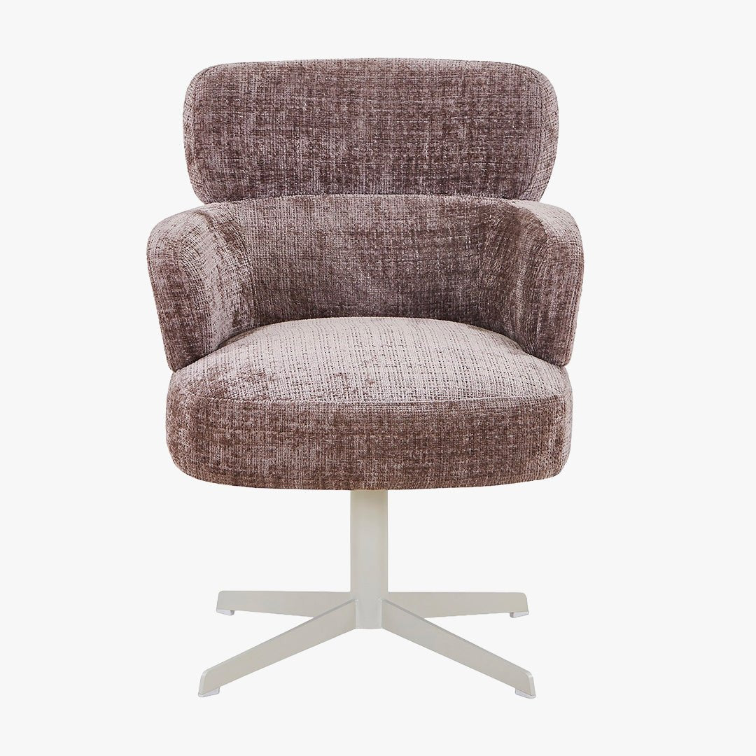 NEJYA Fauteuil en tissu taupe pieds en métal gris - Chaise de repas - Mobilier Deco