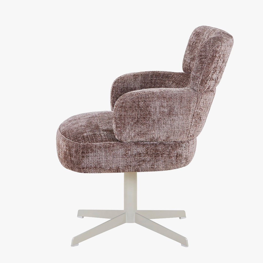 NEJYA Fauteuil en tissu taupe pieds en métal gris - Chaise de repas - Mobilier Deco