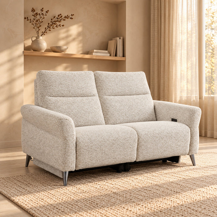 NELSON Canapé 2 places relax électrique en tissu beige – Canapé relax Mobilier Deco