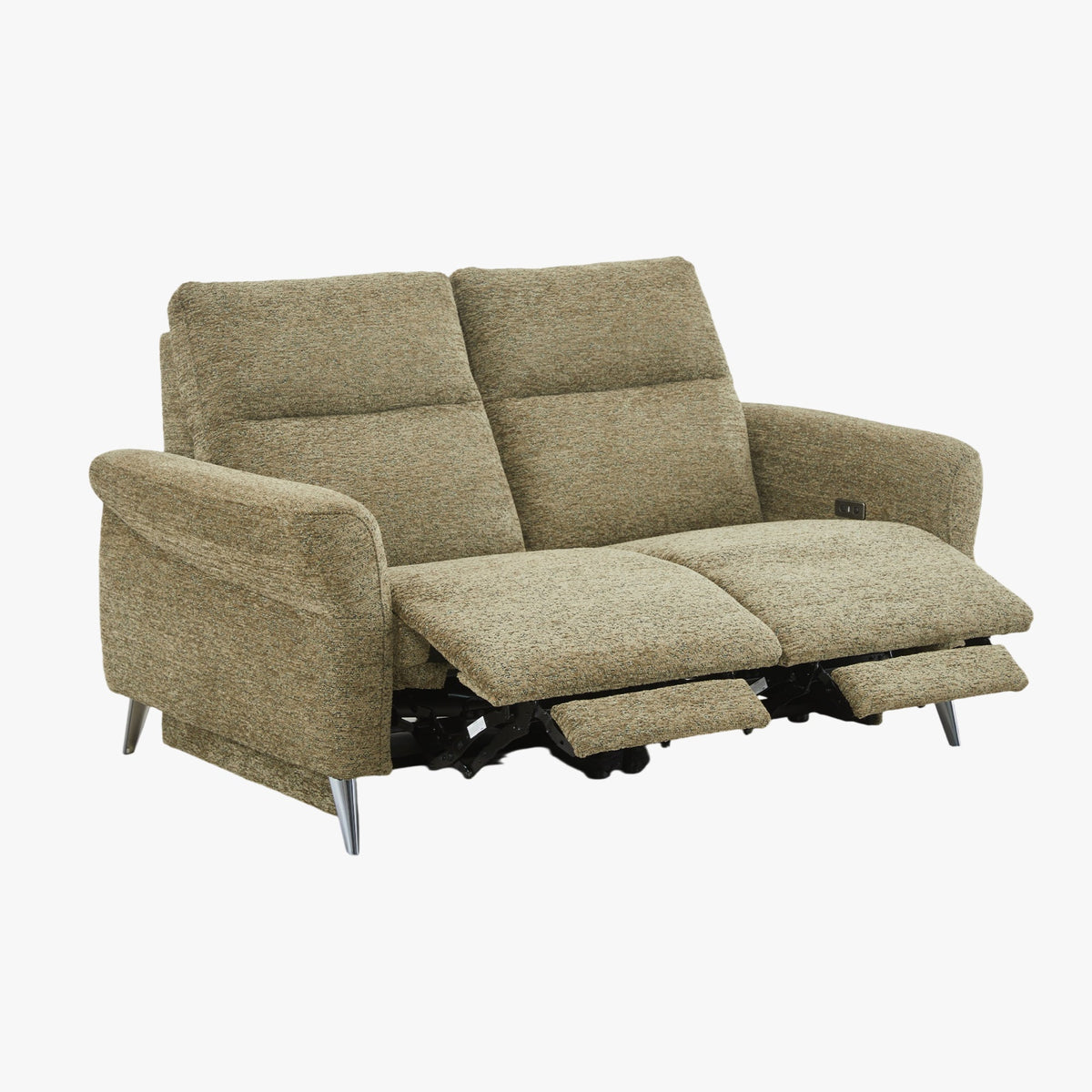 NELSON Canapé 2 places relax électrique en tissu vert - Canapé relax - Mobilier Deco