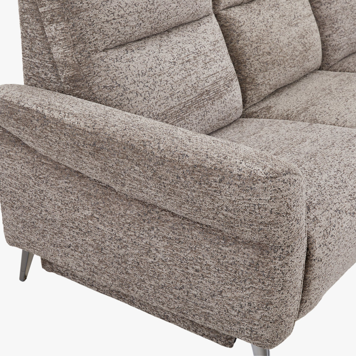 NELSON Canapé 3 places relax électrique avec porte gobelets et chargeur sans fil en tissu taupe - Canapé relax - Mobilier Deco