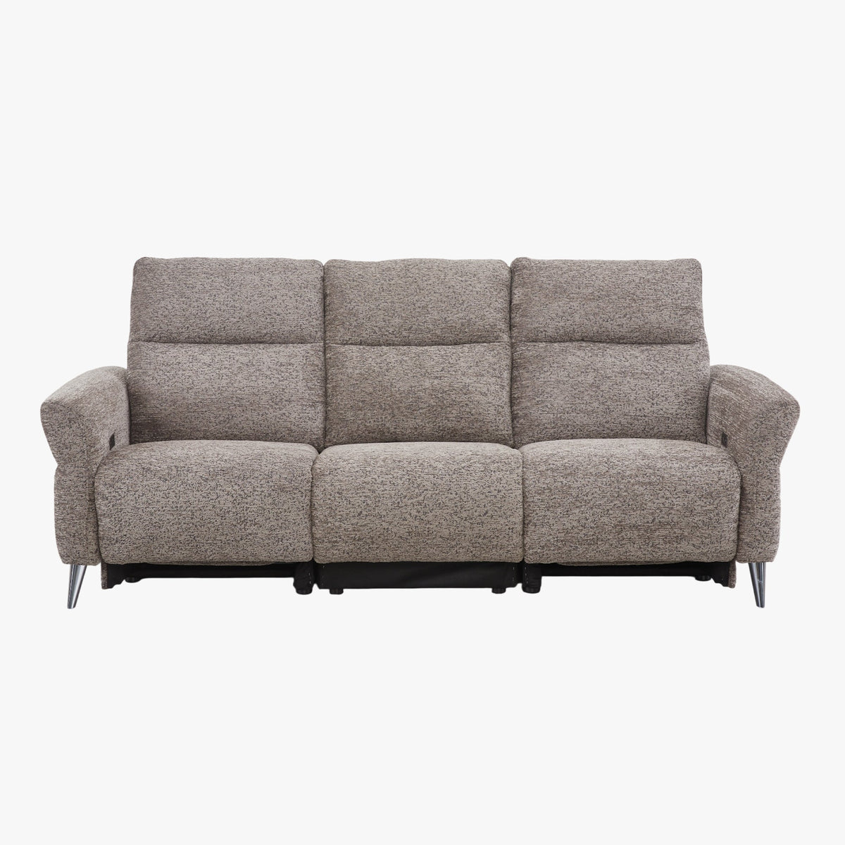 NELSON Canapé 3 places relax électrique avec porte gobelets et chargeur sans fil en tissu taupe - Canapé relax - Mobilier Deco