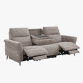 NELSON Canapé 3 places relax électrique avec porte gobelets et chargeur sans fil en tissu taupe