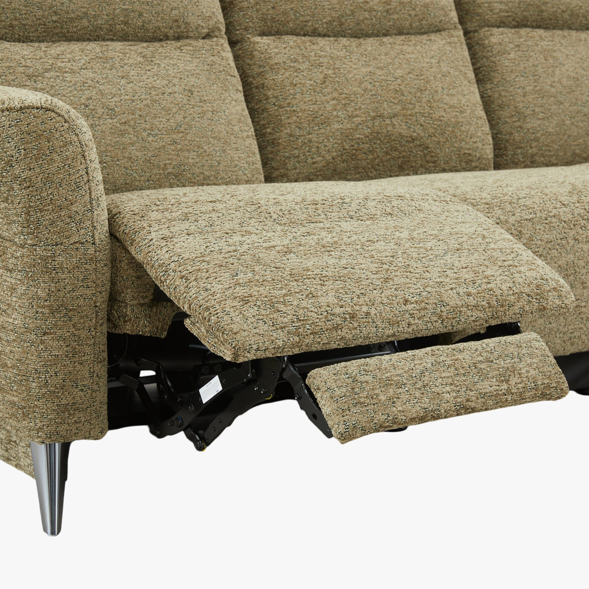 NELSON Canapé 3 places relax électrique avec porte gobelets et chargeur sans fil en tissu vert - Canapé relax - Mobilier Deco