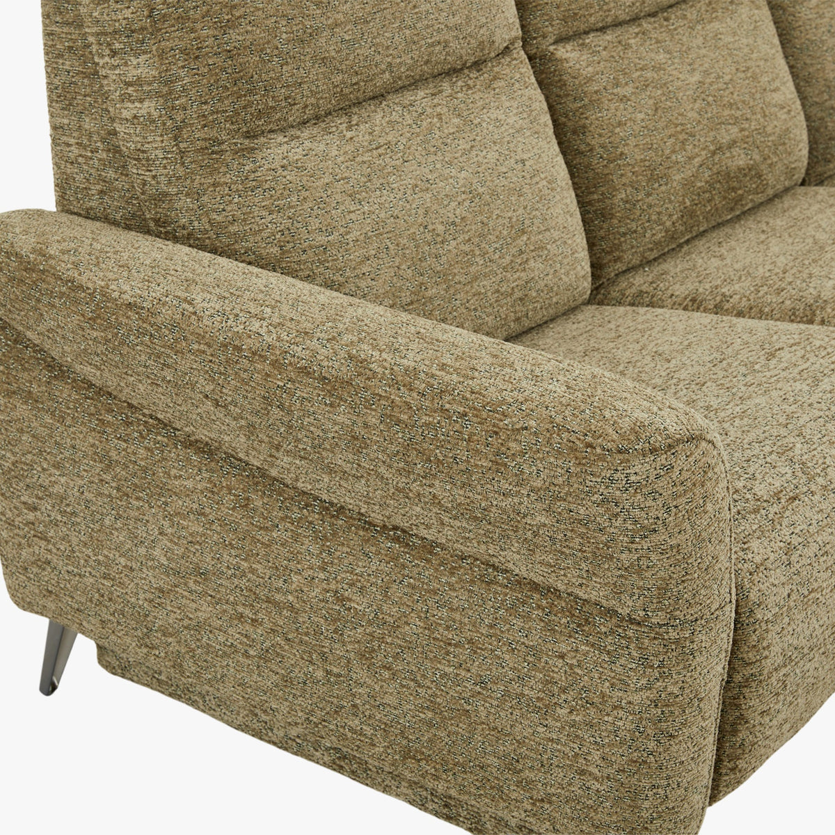 NELSON Canapé 3 places relax électrique avec porte gobelets et chargeur sans fil en tissu vert - Canapé relax - Mobilier Deco