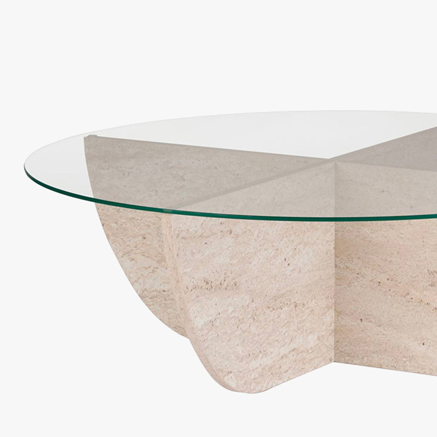 NESIA Table basse en verre piètement beige D90 cm - Table basse - Mobilier Deco