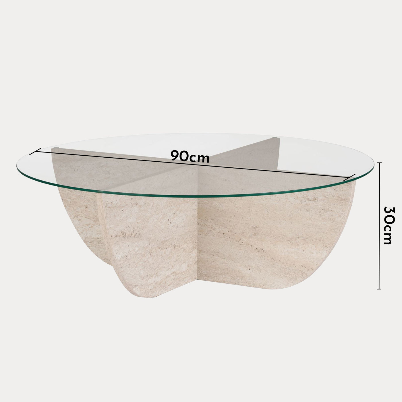 NESIA Table basse en verre piètement beige D90 cm - Table basse - Mobilier Deco