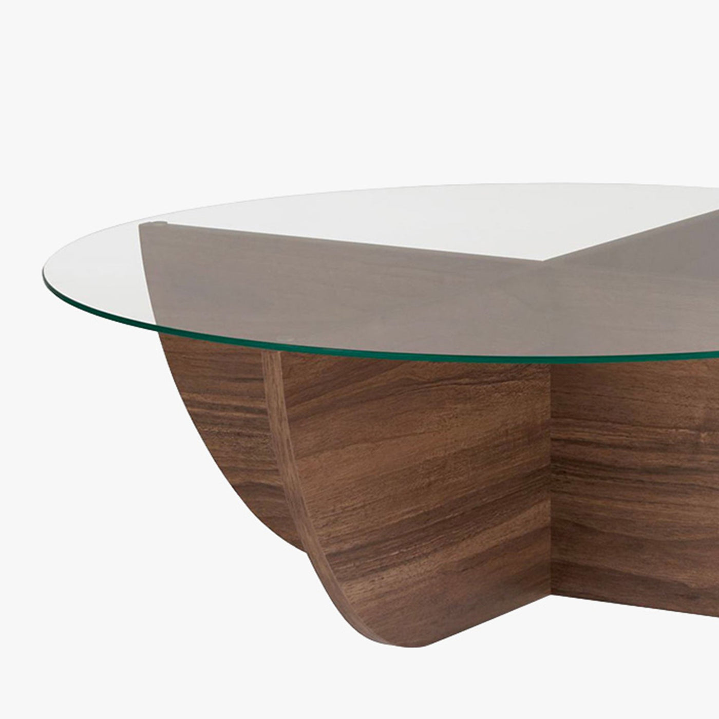NESIA Table basse en verre piètement couleur bois foncé D90 cm - Table basse - Mobilier Deco