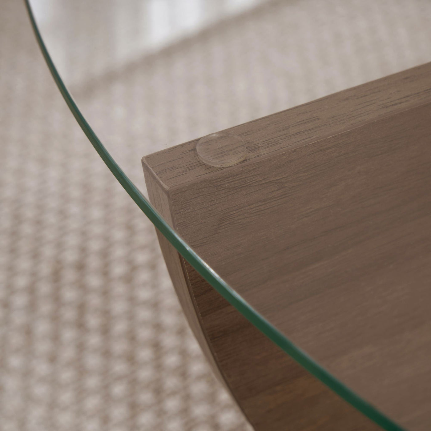NESIA Table basse en verre piètement couleur bois foncé D90 cm - Table basse - Mobilier Deco