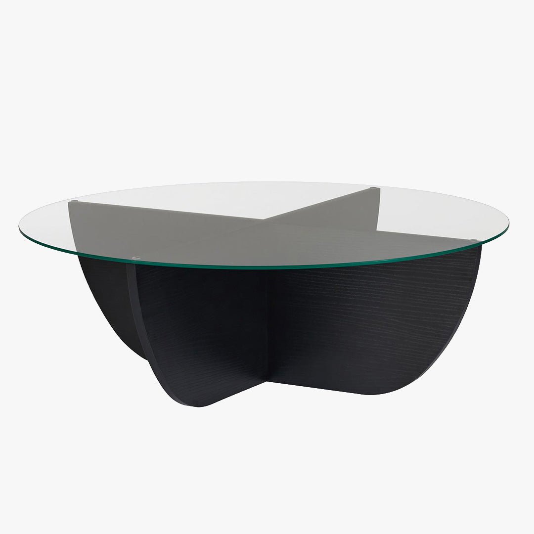 NESIA Table basse en verre piètement couleur bois noir D90 cm - Table basse - Mobilier Deco
