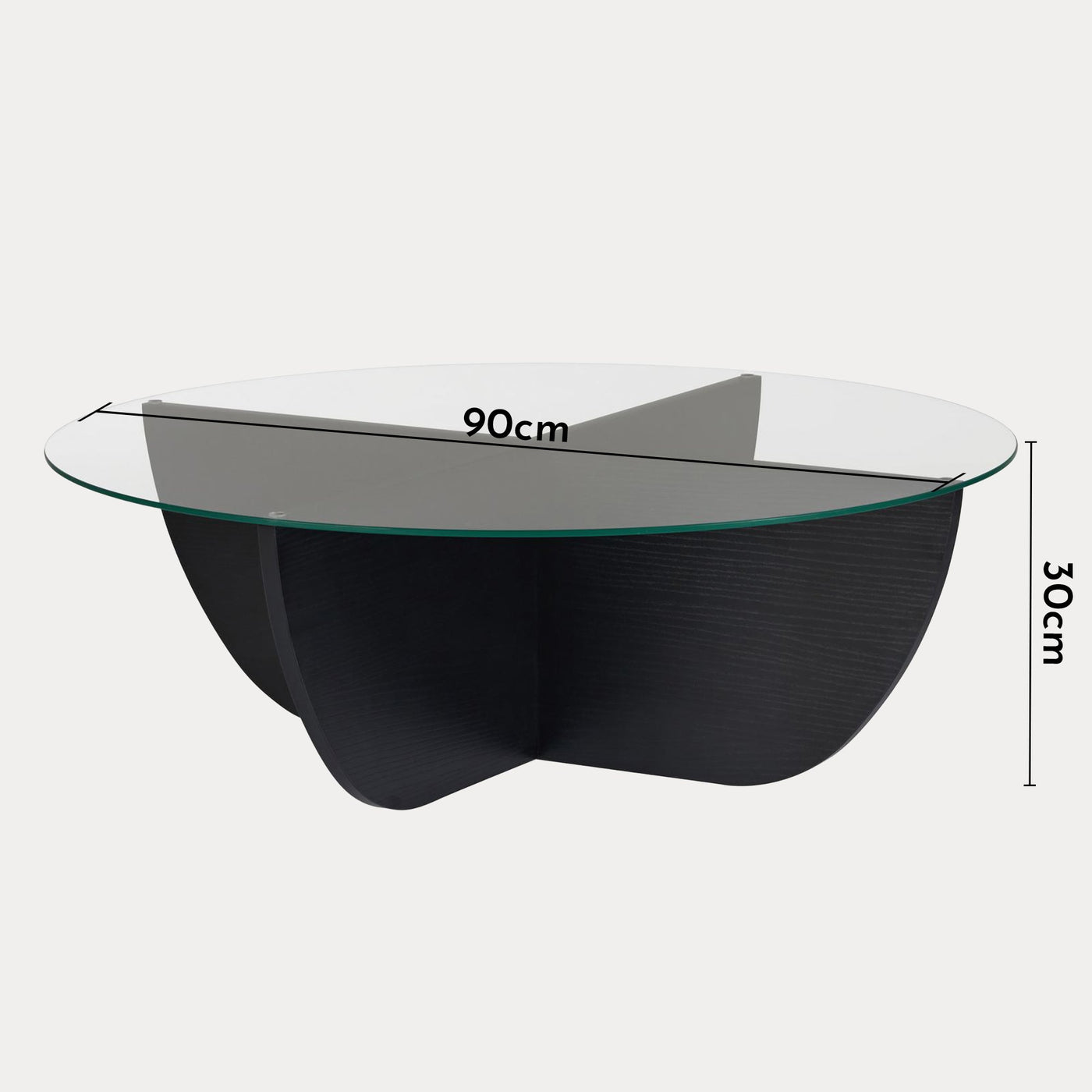 NESIA Table basse en verre piètement couleur bois noir D90 cm - Table basse - Mobilier Deco