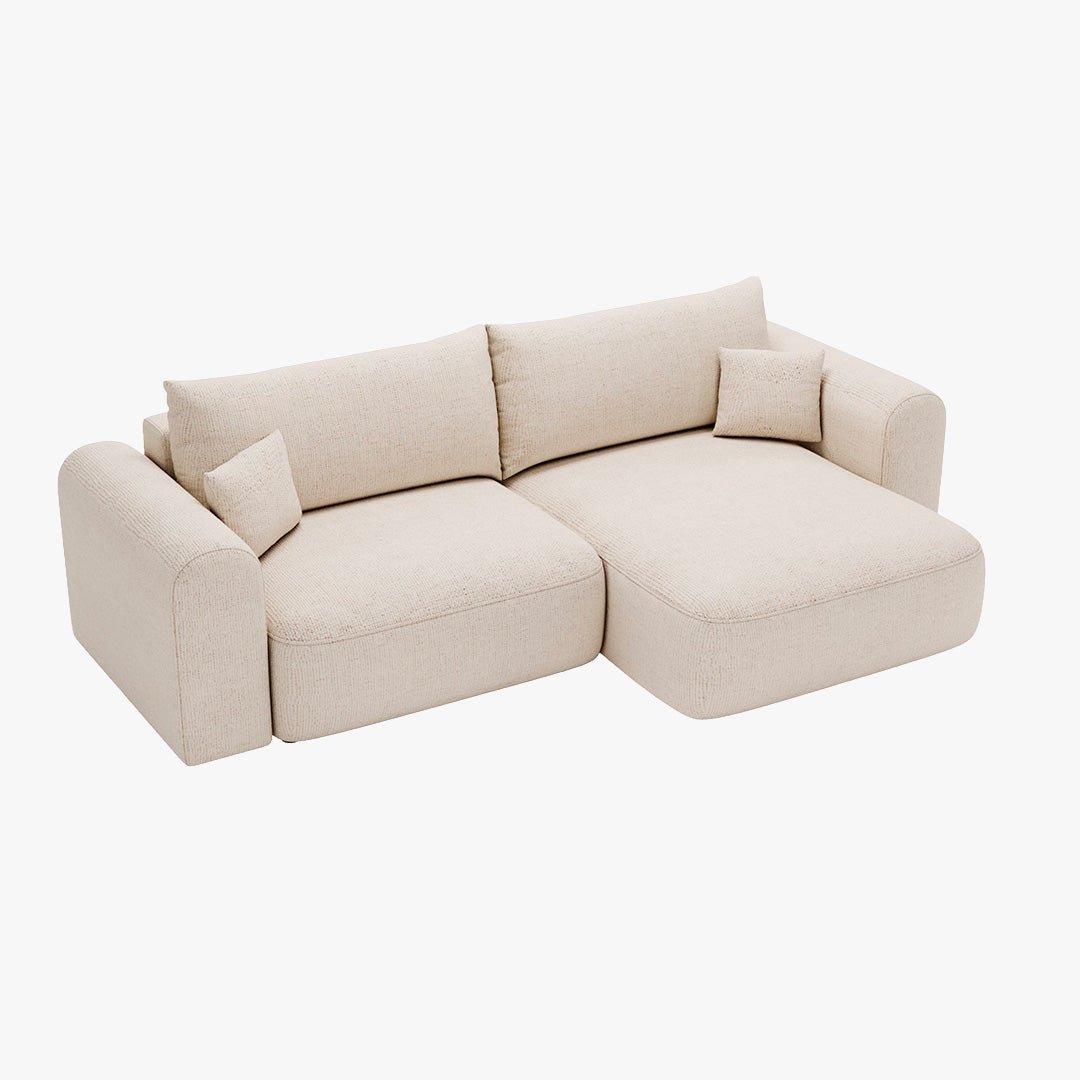 NIRA Canapé d'angle convertible réversible avec coffre en tissu beige - Canapé d'angle convertible - Mobilier Deco