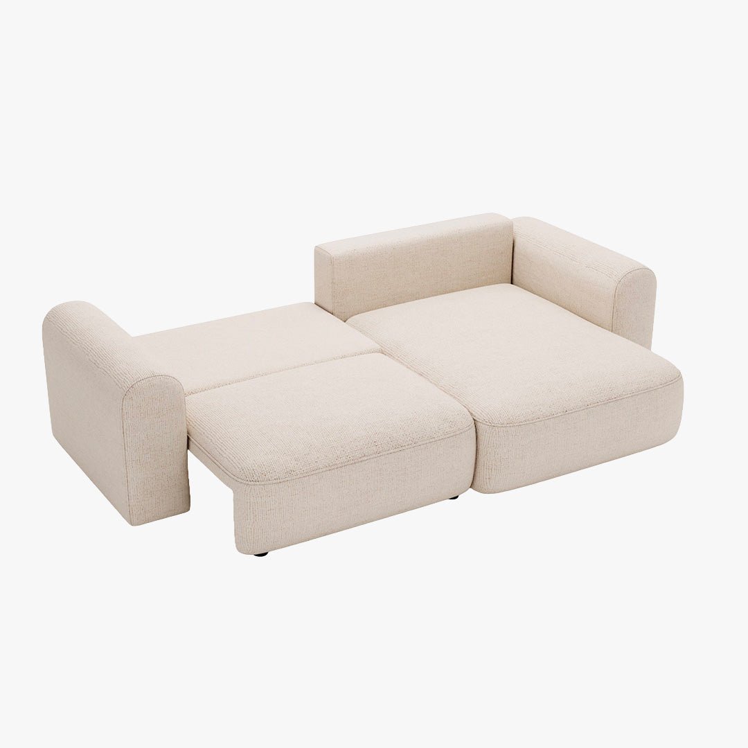 NIRA Canapé d'angle convertible réversible avec coffre en tissu beige - Canapé d'angle convertible - Mobilier Deco
