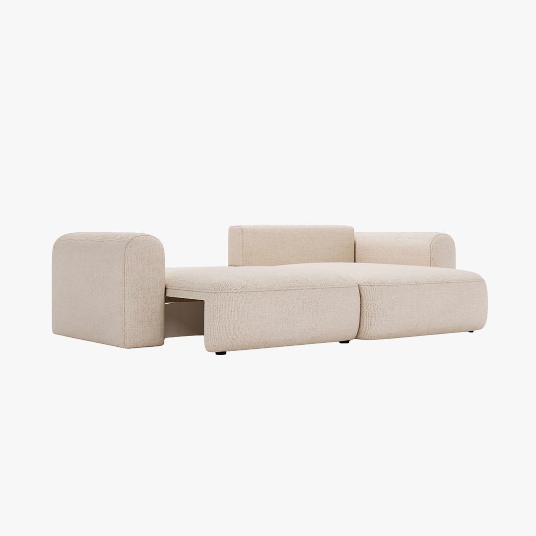 NIRA Canapé d'angle convertible réversible avec coffre en tissu beige - Canapé d'angle convertible - Mobilier Deco